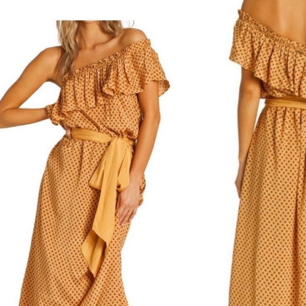 Billabong one shoulder flounce midi dress medium
